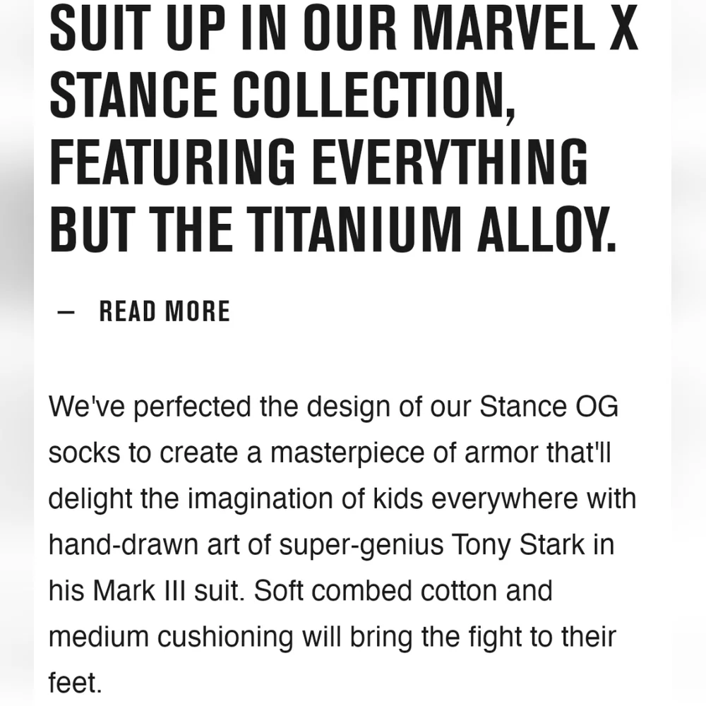 NWT Kid's Marvel Mark 3 Stance Crew Socks